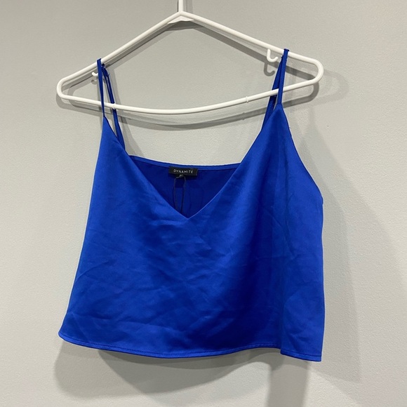 Blue satin crop tank - Picture 2 of 4